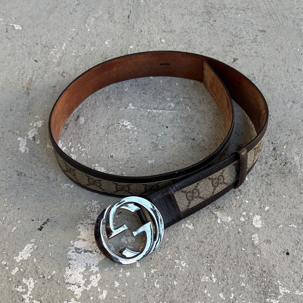 Gucci coated canvas monogram belt